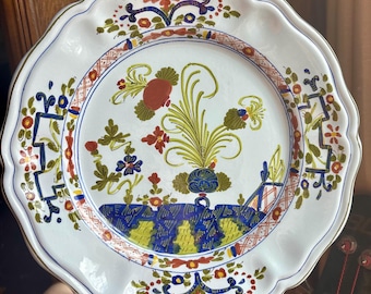 Handpainted, Signed Ceramic Majolica Decorative Faenza Garofano/Carnation Wall Plate