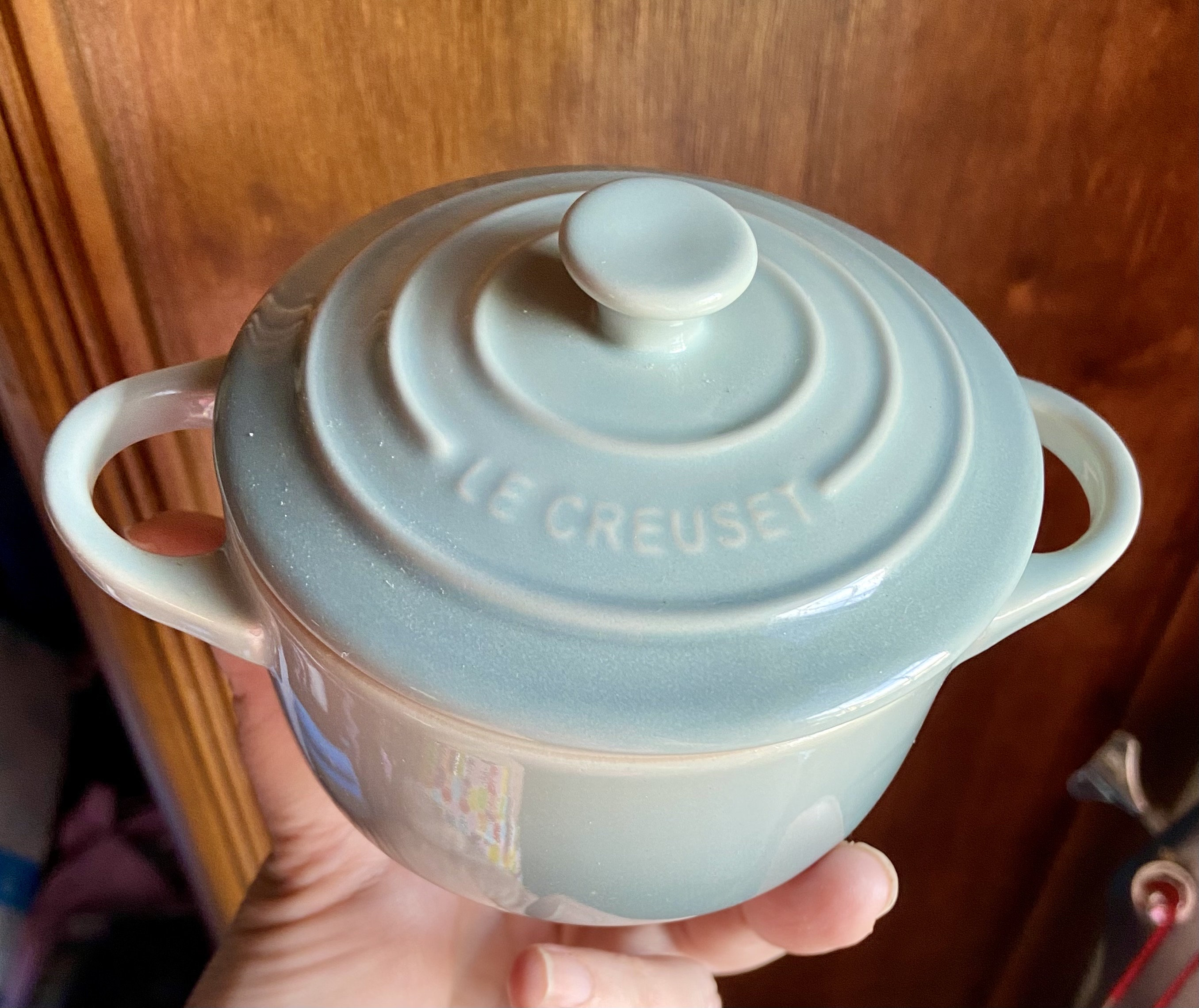 Le Creuset Stoneware Mini Round Cocotte, Sea Salt New in