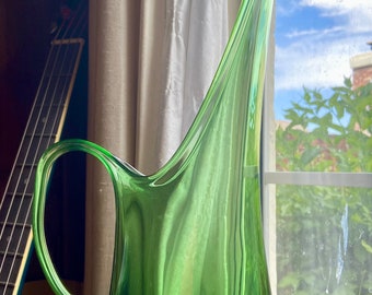 Gorgeous Vintage Viking Glass Swung Pitcher Emerald Green