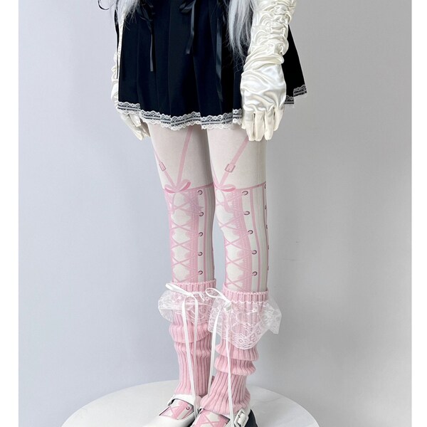 Y2k Sweet Kawaii Pink Suspender Lolita Stockings