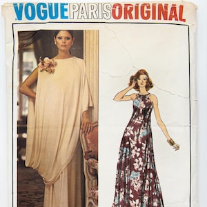 Vogue Sewing Pattern 1147, Vogue Paris Original, Designer Lanvin, Misses&#39; Evening Dress, Toga, Vintage Pattern, Size 12, CUT, Year 1970s&#39;