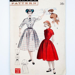 Butterick Sewing Pattern 6245, Vintage Pattern, Misses&#39; Dress, Size 12, Bust 30, Factory CUT (complete), Year 1952