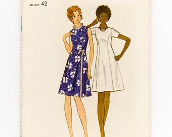 Butterick Sewing Pattern 6689, Vintage Pattern, Misses' Dress, Size 38, Bust 42. CUT (complete), Year 70s'