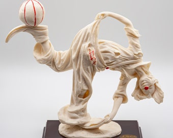 Sculpture vintage Statue de clown A. Santini signée Made in Italy Années 1970