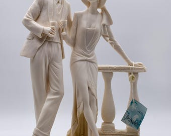 Santini Signed Florence Couple Figurine Statue, Vintage Italian Collectible Figurine