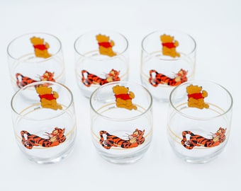 MCM vintage Service de verres à jus de Winnie l'ourson et Tiger Juice, 1980s'