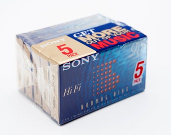 Vintage Sony Lot Of 5 Audio Cassette Tapes, for Tape Audio Recorder, 90 Minutes Each Hi Fi New Sealed