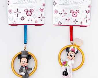 Vintage Christmas Tree Decorations, Mimi and Mickey Wedding Christmas Ornaments Disney New Year Toys, Year 1990s'