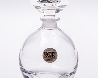 Vintage Chrystal Cut Glass Perfume Bottle with Stopper, Rare Find Retro Bohemian Style Vanity Accessory, Royal Crystal Rock, Made in Italy