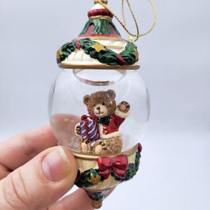 Vintage Christmas Decorations Glass Ball, Kirkland Signature Waterglobe Ornament, Teddy Bear
