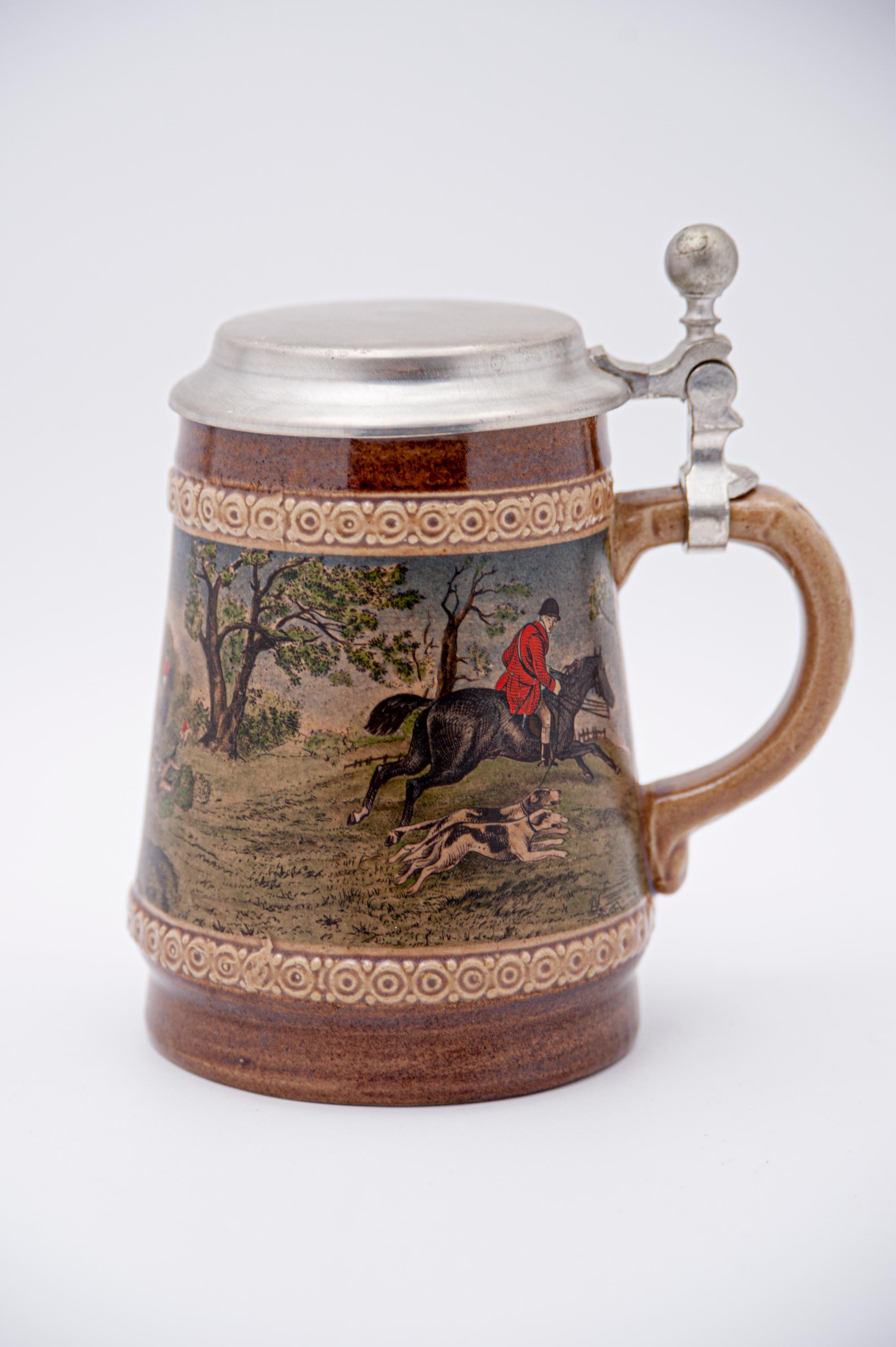 Vintage Ceramic Stein With Pewter Lid, Marzi and Remmy Company