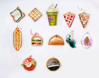 Vintage Blown Glass Christmas Ornaments Assorted Food and Drink Shape