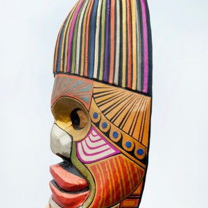 Hawaiian Tiki African Mask Aboriginal Style Hand Painted Wooden Mask Wall Hanging Decor African Decor - Bar Style Island Art Hand Carved Wood African Wall Decor Masks 20" (Tiki Ornament