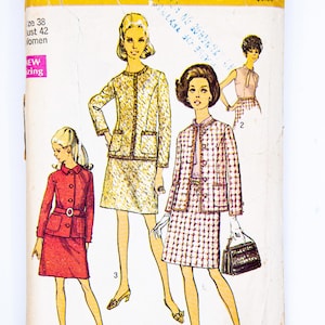 Simplicity Sewing Pattern 8597, Misses&#39; Blouse, Jacket, Skirt, Vintage Pattern, Size 20, Bust 42&quot;, CUT (complete), Year 1969