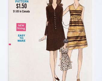 Vogue-naaipatroon 7264, juffrouwjurk, gemakkelijk te naaien, vintage patroon, maat 12, buste 34 CUT (compleet), jaren 1970