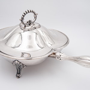 Antique Victorian Silver Plated Serving Dish with Lid and three sections divided insert plate Flower Shape Serving Platter, 19th Century