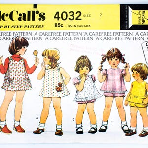 McCall&#39;s Schnittmuster 4032, Vintage Schnittmuster, Kleinkinder Kleid, Pullover, Top, Höschen, Gr. 22, Brustumfang 21, Schnitt (komplett), aus dem Jahr 1974