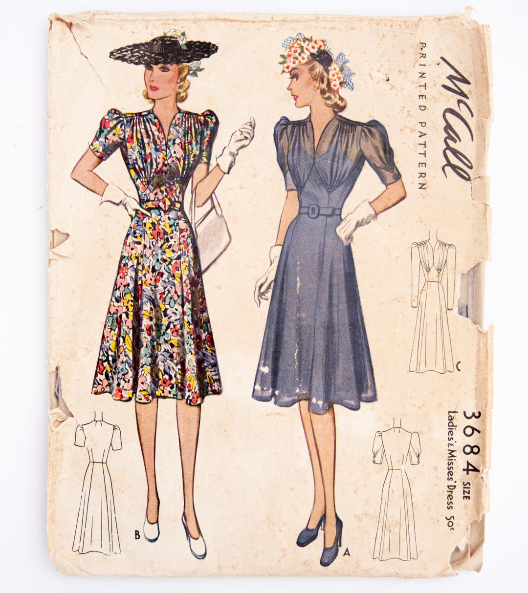 Mccall's Sewing Pattern 3684, Vintage Pattern, Misses' Dress, Ladies
