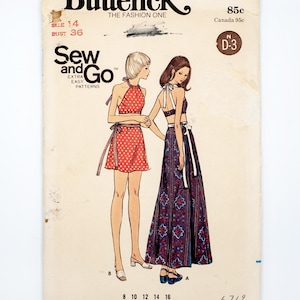 Butterick Schnittmuster 6719, Sew n&#39; Go, Misses Top Rock, Vintage Schnittmuster, grösse 14 Büste 36, UNCUT, aus dem Jahr 1972