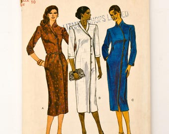 Patrón de costura Vogue 7430, vestido para señora, patrón vintage, talla 10, sin cortar (plegado de fábrica), años 70