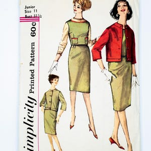 Simplicity Sewing Pattern 3633, Teen and Junior Top, Skirt, Jacket, Vintage Pattern, Size 11, Bust 31 1/2, CUT (complete), Year 1959