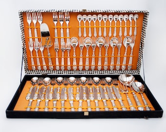 Antique Vintage 800 Silver Plated Cutlery Set, Made in Italy, Second half of the 20th Century