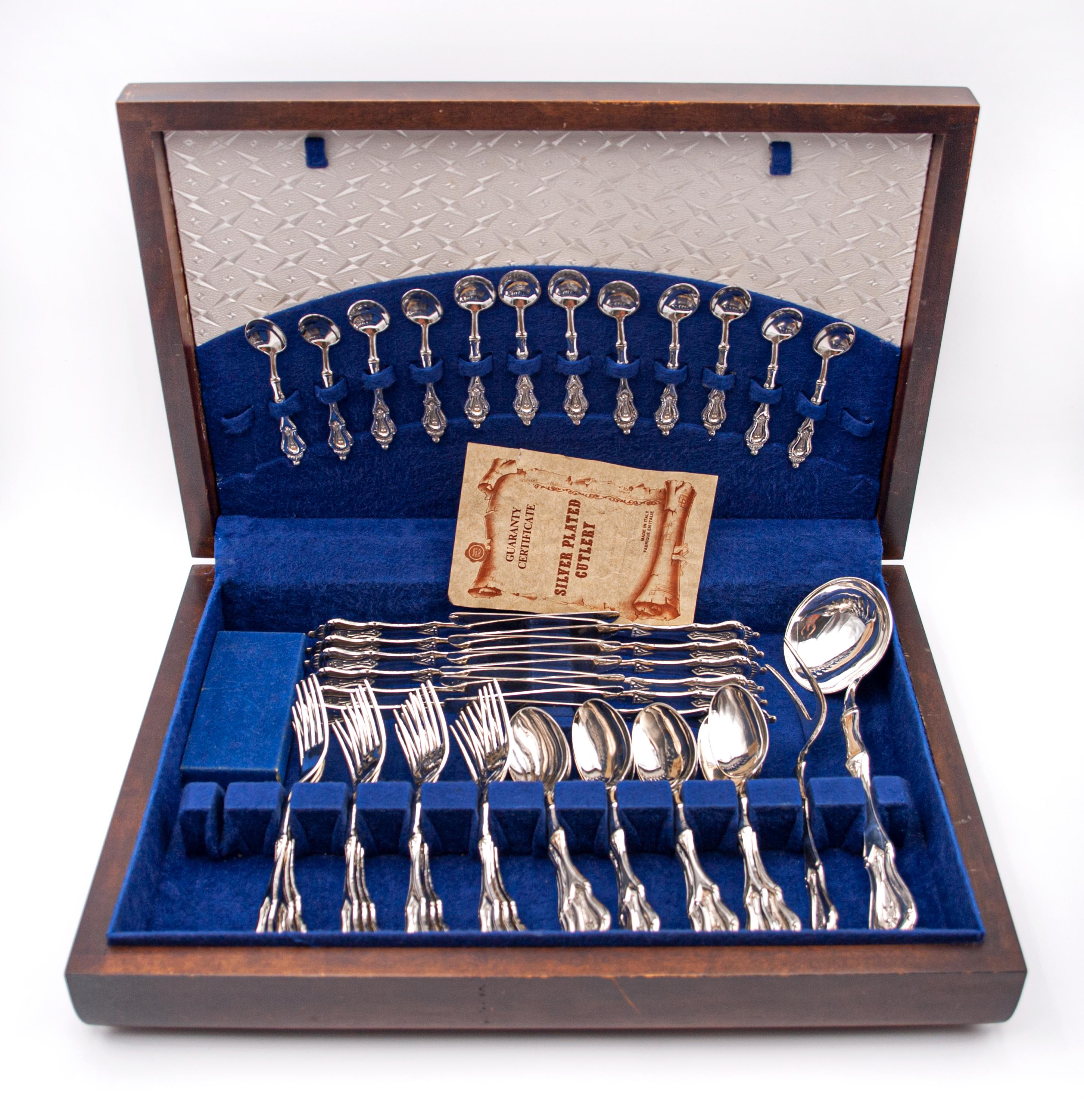 Vintage Silver Plated Cutlery Set (50 Pieces), 12 Table Spoons