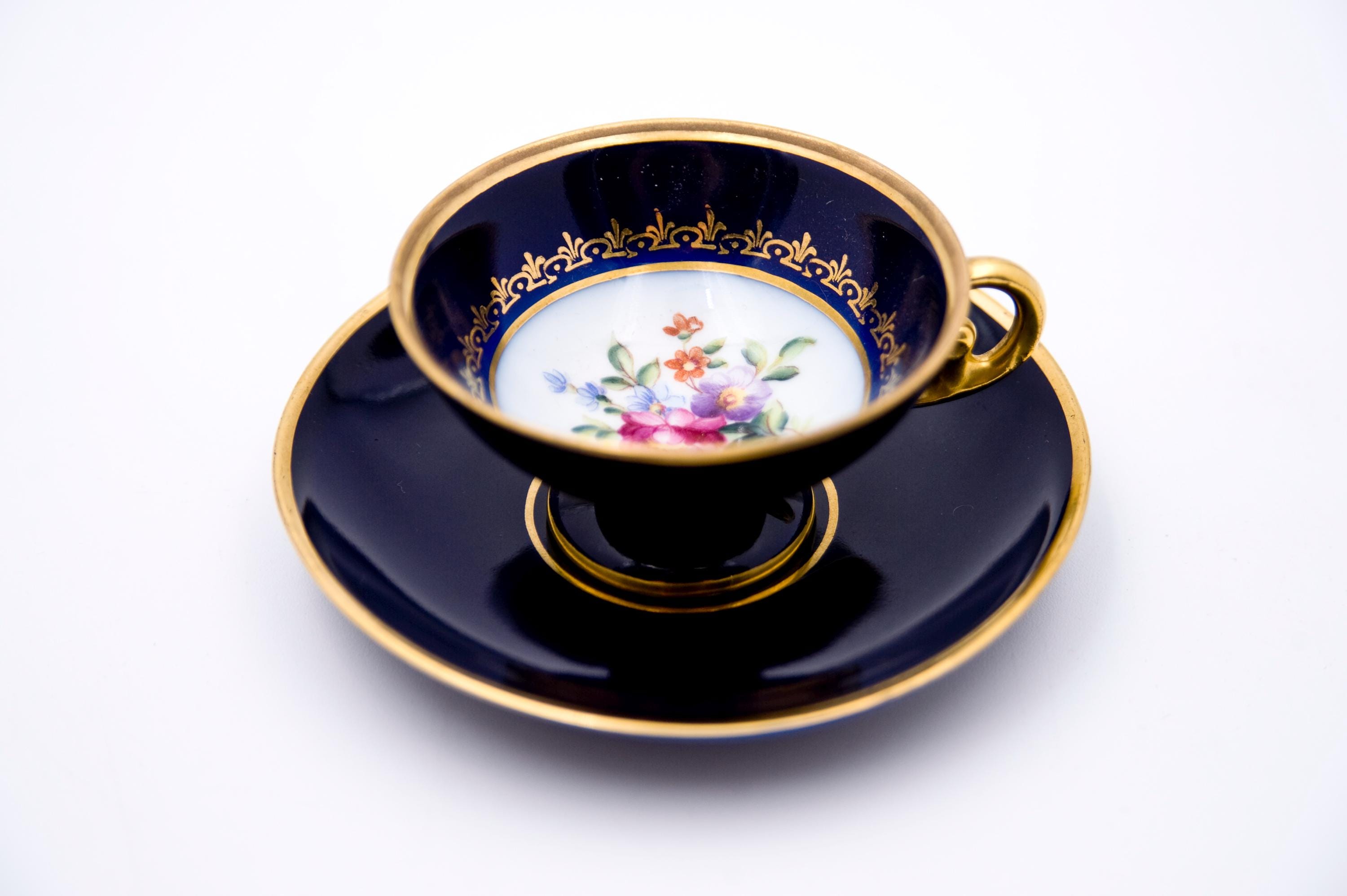 Antique Jimenau China Grof Von Henneberg Porcelain 1777 Espresso