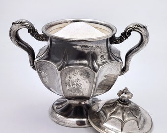 Vintage Silver Plated Sugar Bowl With Lid, Manufactured