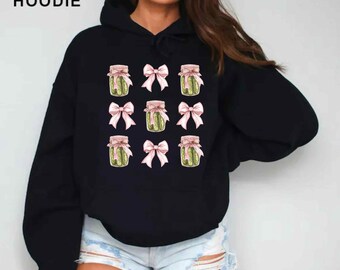 Pickle Bow Coquette Shirt: Foodie Graphic Tee, Pink Bow