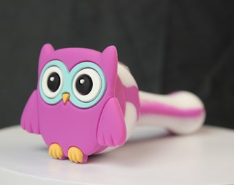 Owl Silicone Pipe - Handmade Pipe - Girly Pipe - Cute Owl Pipe