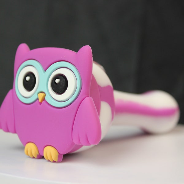 Owl Silicone Pipe - Handmade Pipe - Girly Pipe - Cute Owl Pipe