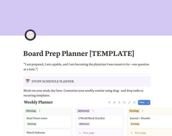 Board Exam Study Planner for Notion – Medical Boards, Step Prep, USMLE, Test Anxiety Support