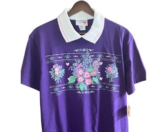 Vintage 90s Floral Bouquet Shirt - Morning Sun Grannycore Top S/M