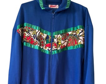 Chándal Haband VINTAGE de los años 90 para hombre, sudadera azul con cremallera completa, ropa de calle