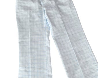 Pantalones de golf vintage de cuadros azules claros de los años 60 y 70, 86 x 66 cm