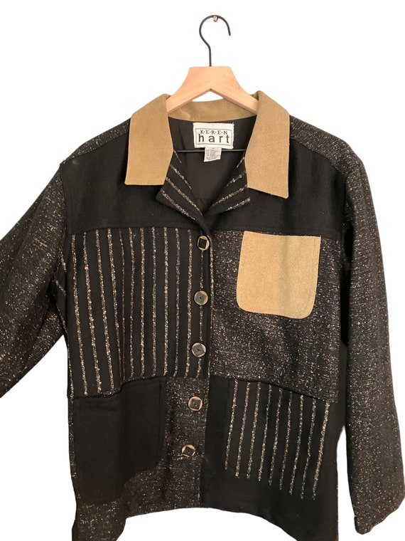 Vintage 90s Keren Hart Black and Tan Tweed Suede J