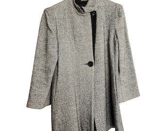 Vintage 80s 90s Wool Black Gray Tweed Made in USA ILGWU Union Made M/L