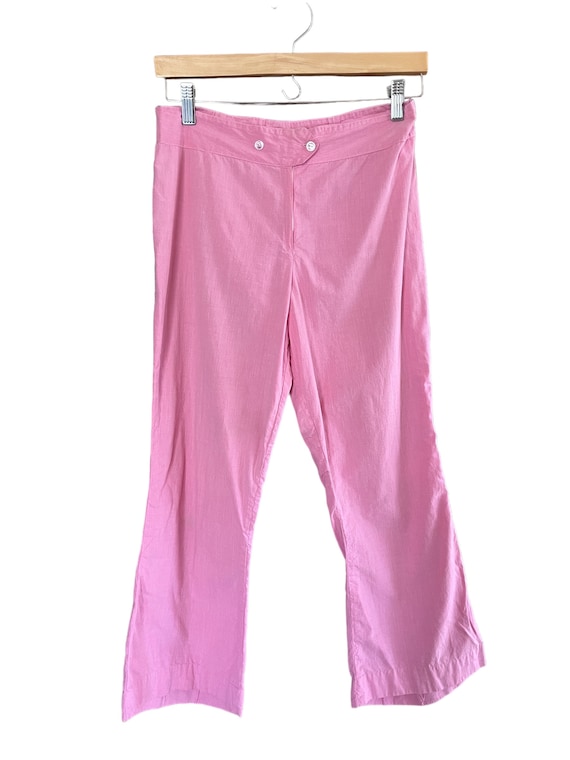 Vintage 60s 70s Pink Cotton Sailor Style Flare Pa… - image 2