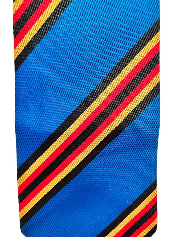 Vintage 60s 70s Royal Blue and Red and Gold Strip… - image 8