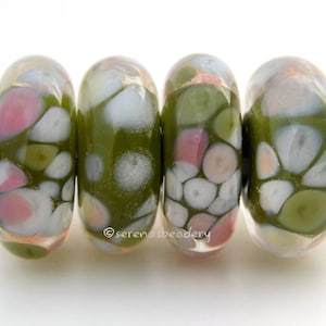 4 ROMANTIC Disks - Lampwork Glass Discs - Lampwork Bead Set - taneres sra - 15 mm - clear encased