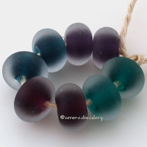 CLEARLY COLOR Lampwork Bead Pairs - Purple Pink Teal Blue Glass Bead Set - taneres - bold intense shades - clear casing - glossy or matte