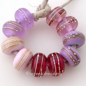 Kaufmannswahl - PINK mit FEINSILBER - handgefertigte Lampwork Glasperlen - Taneres