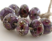PERUVIAN ORCHIDS with fine SILVER Wraps - Handmade Lampwork Glass Bead Set - taneres