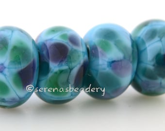 Lampwork Glass Bead Set NORTHERN LIGHTS - TANERES sra teal turquoise purple green - 11 or 13 mm, blue glass bead, blue lampwork beads