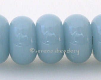Blue Lampwork Spacer Beads 5 POWDER BLUE Glossy & Matte, Handmade Glass Donut, Baby Blue Rondelle - glass spacer bead - blue glass bead