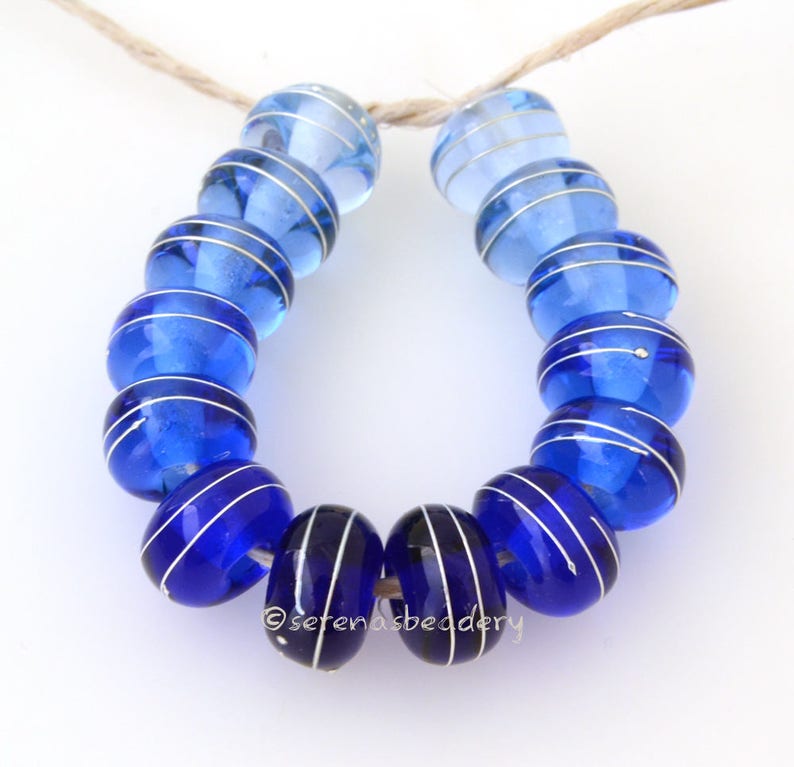 Handmade Lampwork Glass Beads 14 BLUE OMBRE Transparent With - Etsy