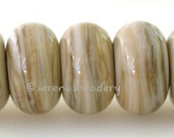 Lampwork Spacer Glass Beads 5 FOSSIL brown Glossy & Matte Handmade Donut Rondelle