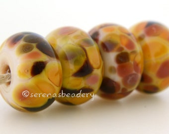SUNSET YELLOW handmade Lampwork Glass Bead Set - TANERES - glossy or matte - 11 or 13 mm, glass bead set, yellow lampwork beads