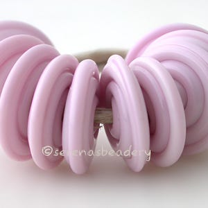Lampwork Glass Disks BUBBLE GUM PINK Wavy Disc Beads - taneres - pink glass disc, pink glass bead, pink lampwork bead, 11-14 mm
